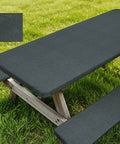 Fitted Picnic Tablecloth 3 Piece Set With Bench Covers And Built In Storage Pouch for picnic table, grey high-density fabric.