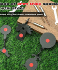Three Piece BB Gun Target Set With Rotating Metal Animal Silhouettes Bear Bird And Rooster Spinner Targets on grass