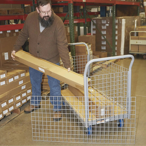 Steel Frame Platform Cart With Removable Mesh Panels And Plywood Deck Built As A True Shop Beast For Rolling Totes Boxes And Bins Features Five Inch Nonmarking Wheels That Handle Two Thousand Pounds Of Gear With No Sweat