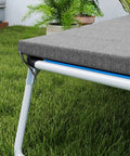 Close-up of Go-To Outdoor Lounge Chair Cushions Set Of 2, 80 By 26 Inches, UPF50 Plus Fade Resistant Olefin Fabric, on lawn setup