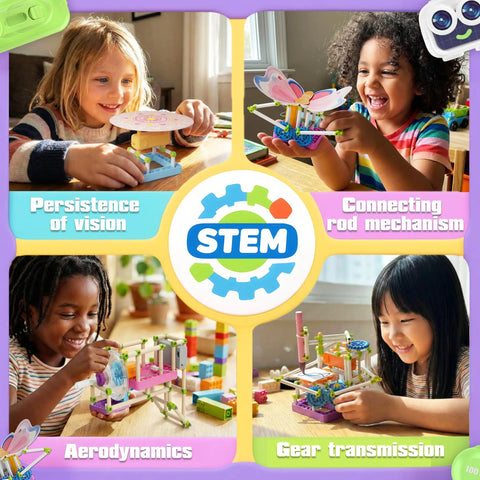 Science Kit For Girls With 100 Plus Experiments Hands On STEM Toys To Spark Curiosity Fun Learning Critical Thinking And Problem Solving Educational Science Set For Young Learners, four kids building STEM models