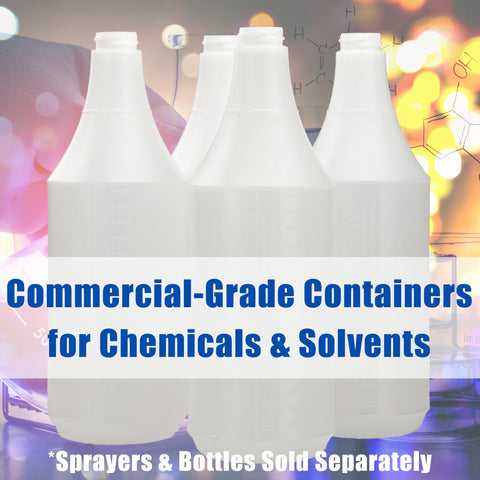 Built Tough Chemical Resistant Spray Bottles 24 Oz Four Pack with embossed measurement scale for chemicals and solvents.