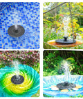 Various installations of 1.4W Solar Fountain Pump With Upgraded Panels For Bird Bath Garden Ponds Fish Tanks And Outdoor Water Features Floating Battery Free Solar Pump That Runs On Sun For A Low Maintenance Backyard Splash.