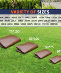 Heavy Duty Waterproof 12 Mil Safety Reversible Tarp Cover Built Tough For Outdoor Use showing various sizes on grass