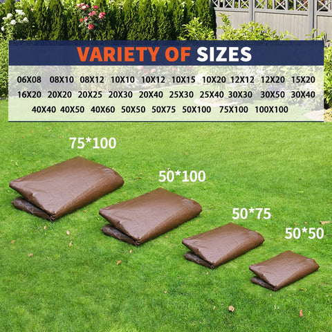 Variety of sizes display for 20x30 Heavy Duty Waterproof 12 Mil Tarp Cover Reversible Tarpaulin With UV Resistance Reinforced Edges And Metal Grommets Built Tough For Roofs Camping Patios Pools Boats And Outdoor Projects