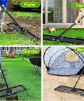 Lawn Leveling Rake With 72 Inch Non Slip Handle, 42 By 10 Inch Leveling Tool for Farm, Yard, Garden, Beach Use
