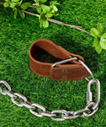Two Pack Leather Horse Hobbles With Anti Kick Design on grass, showing durable leather and heavy duty stainless steel chain