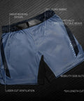 Core 3/4 Thigh Fight Shorts For Men No Gi Jiu Jitsu Blue Large Durable MMA Shorts with ventilation and side slits for mobility