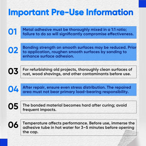 Instructions for using Heavy Duty Metal Glue Epoxy For Metal Plastic Aluminum Repair Beefy Steel Strong Bond.