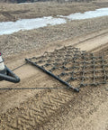 Rugged 6 Foot By 4 Foot Tow Behind Drag Harrow With Powder Coat Black Finish For Patios, Gardens, And Lawn Tractor Attachments