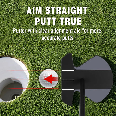 34 Inch Zero Torque Right Handed Putter For Men And Women, Face Balanced 0 Degree Toe Up, aligns with hole on green
