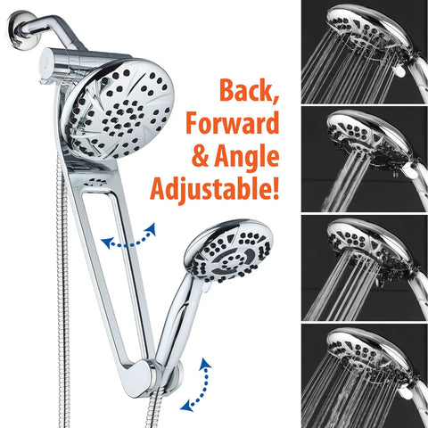 High-Pressure 3-Way Shower Spa Combo With Adjustable 18-Inch Extension Arm, 6-Inch Rain Overhead, 6-Setting Handheld, Chrome Finish
