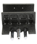 Heavy Duty Cast Iron Woodworker Vise, 6.5 Inch Bench Clamp, top view showing the jaws and adjusting screws.