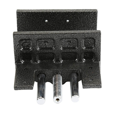 Heavy Duty Cast Iron Woodworker Vise, 6.5 Inch Bench Clamp, top view showing the jaws and adjusting screws.