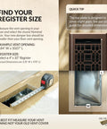 Heavy Duty Metal Louvered Air Vent Cover For 4x10 Floor Vents With Adjustable Damper Decorative Bronze Floor Register Covers Imperfections In Flooring Fits 4x10 Inch Opening Ideal For Home HVAC Floor Or Ceiling Vents with tape measure showing dimensions.