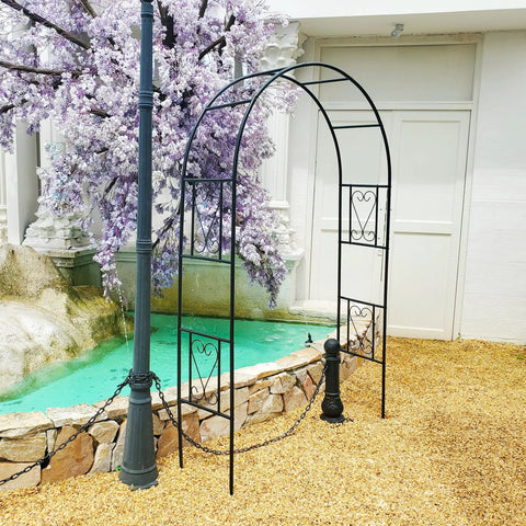 Powder Coated Iron Garden Pergola Arbor Built For Climbing Plants Pro Grade Trellis Archway All Weather Outdoor