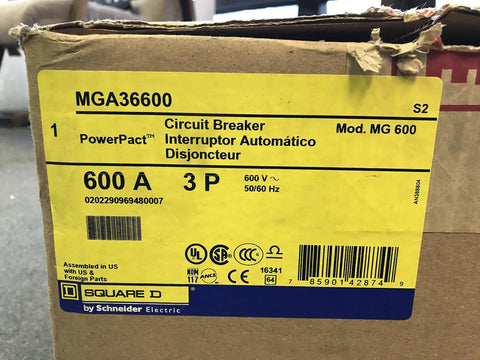 Contractor Favorite Molded Case Circuit Breaker 600 Volt 600 Amp Frame Three Pole 80 Amp Trip Rating packaging label