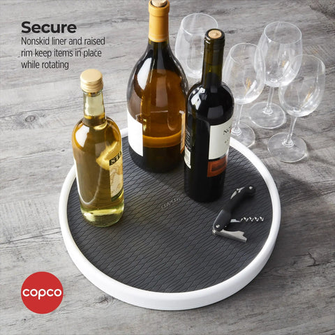 15 Inch Lazy Susan Turntable Game Changer For Pantry And Cabinet Organization With Non Skid Base Smooth Rotation Charcoal Finish Perfect For Spices Condiments Bottles And Small Kitchen Essentials