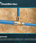 Reducing Slip Tee Three Quarter Inch To One Half Inch And One Half Inch Brass Push To Connect Plumbing Fitting Pack Of Six For PEX Copper CPVC PE RT HDPE Tubing DIY Friendly No Soldering Glue Or Crimp Needed Quick Install installed in wood panel