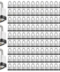 Tough As Nails Laminated Steel Padlock Set Pack Of 4 With 1-1/4 Inch Wide Body Keyed Alike Locks arranged in rows