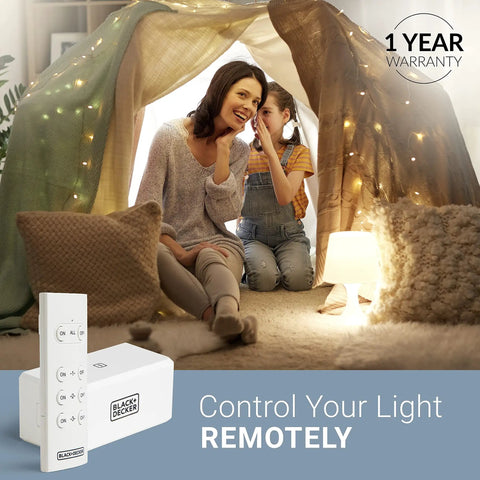 Mother and daughter in a cozy tent with Wireless Remote Controlled Outlet Pack With Three Outlets And One Remote For Easy Home Lighting And Appliance Control From Anywhere Totally For Turning Lamps On Remotely Energy Saving Simple Setup Compatible With Plug In Devices beside them
