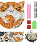 Six Cat Diamond Painting Coaster Kit Set With Double Tools For Adults And Kids DIY Diamond Art Crafts, six cat designs, tools included.