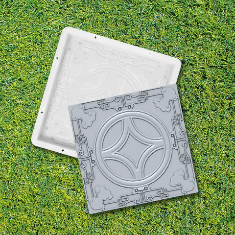 Path Maker Paver Mold For Garden, Reusable Outdoor Pavement Mold on green grass, showing design for antique walkways