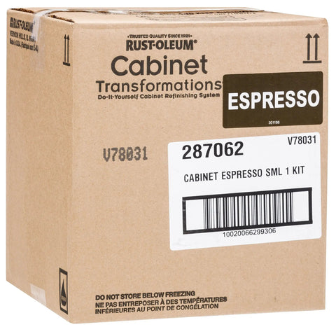 Box of Cabinet Transformations Premix Kit Small Espresso For Easy Cabinet Makeover No Stripping Or Priming Needed visible.