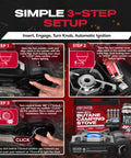 Step-by-step setup guide for portable butane camping stove with piezo ignition and 7650 BTU output using fuel canister.