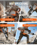 Heavy Duty Electric Jack Hammer Delivers 1700 Watts Of Knockout Punch At 1900 Bpm to break stones in construction sites.