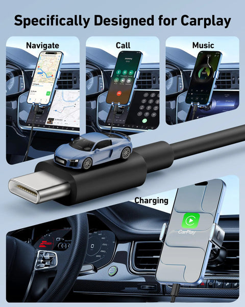 CarPlay USB A To USB C Cable For iPhone 17 Series 17 Pro 17 Pro Max 16 15 Pro Plus iPad And Android Devices 3FT 2 Pack Fast Charge