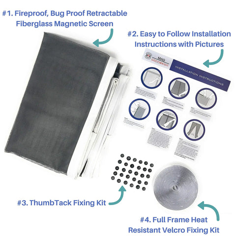 Magnetic Fiberglass Door Screen For Patio And Front Doors, 72x80 Inch Fit with installation kit and instructions