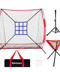 6x6 Ft Portable Baseball And Softball Practice Net With Sturdy Bow Frame, Batting Tee, Ball Caddy And Strike Zone Target For Backyard Hitting, Pitching And Throwing Training, Durable Heavy Duty Net For Kids.
