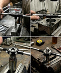 Auto shop worker using Beefy Heavy Duty 52 Piece Large SAE Tap And Die Set For Auto Shop And Home Garage 1/4-20 To 1-14 Thread Repair Kit
