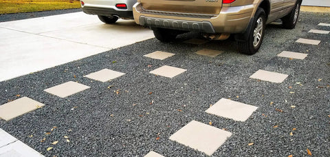 Permeable Paver Grid System For Driveways And Patios, DIY Friendly Deco Pavers For Walkways And Backyard Paths, installed view under vehicles