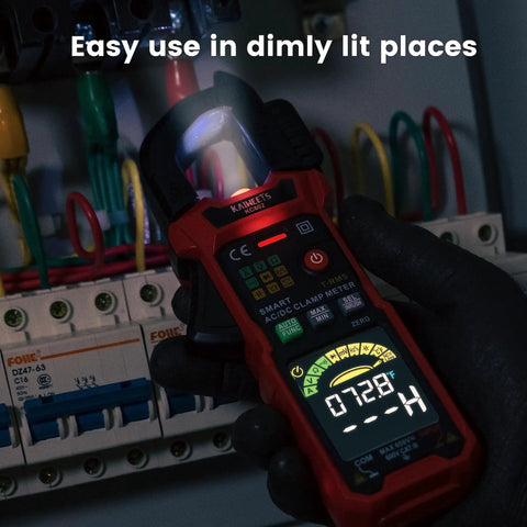 Smart Digital Clamp Meter With D-Shaped Jaws And Color Screen measuring in electrical panel