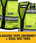 Rock Solid Class 2 High Visibility Surveyor Vest Xl with yellow mesh, dual mic tabs, and reflective stripes.