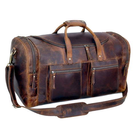 32 Inch Vintage Duffel Bag With Old School Look And Modern Touch Handmade Full Grain Buffalo Leather Carry On Fits Under Seat Premium