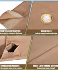 Close-up of Premium Swing Canopy Replacement for GT Porch Swing and Purple Leaf Brentley Awnings showing velcro, pockets, drain hole, stitching