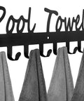 Matte Black 8 Hook Wall Mount Towel Rack For Robes Towels Coats Swimsuits Umbrellas Bags Keys Indoor Outdoor Carbon Steel Heavy Duty Organizer Easy Install with towels hanging.