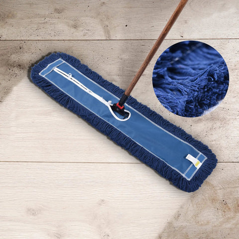 24 Inch Heavy Duty Cotton Dust Mop Refill Washable Replacement Heads For Large Spaces And Warehouses fits standard frames on hardwood.