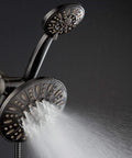 Oil Rubbed Bronze 7 Inch Premium High Pressure 3 Way Rainfall Shower Head Combo With 72 Inch Hose Six Settings in use