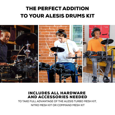 Complete Electric Drum Kit Accessory Bundle With Collapsible Drum Throne And On Ear Headphones in use by musicians