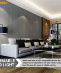 Modern living room with dimmable LED lighting, showcasing LED PAR16 Dimmable Short Neck Recessed Spotlight Bulb 7W 50W Halogen Replacement, 500 Lumens, E26 Base, ETL Listed, 6 Pack, 4000K Cool White, No Hassle Install, Energy Saving Spotlight Upgrade