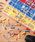 1200 Pcs Cold Shrink Insulated Electrical Wire Connectors Kit With Butt Ring Spade Fork Quick Disconnect Terminals In Red Blue Yellow