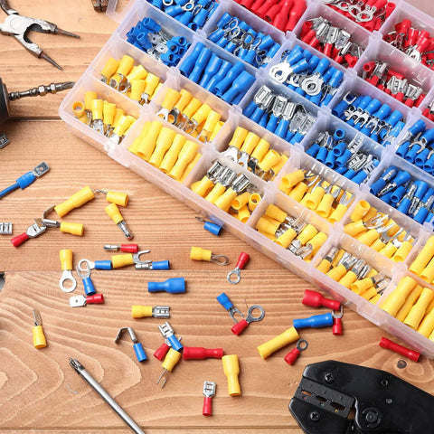 1200 Pcs Cold Shrink Insulated Electrical Wire Connectors Kit With Butt Ring Spade Fork Quick Disconnect Terminals In Red Blue Yellow
