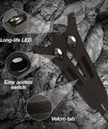 Handsfree LED Flashlight Gloves For Dads And DIYers A Versatile Tool For Fishing Camping Car Work And Home Improvement shown with LED, switch, and Velcro details