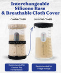 Sourdough Starter Kit With 37 Oz Wide Mouth Glass Jar For Bread Making Feeding Band With Time Markers Cloth Cover Spatula And Thermometer
