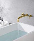 Wall Mounted Tub Filler Faucet In Brushed Gold With Solid Brass Construction And Brass Rough In Valve Set For Modern Bathrooms Durable Leak Resistant Bathroom Upgrade Easy Install