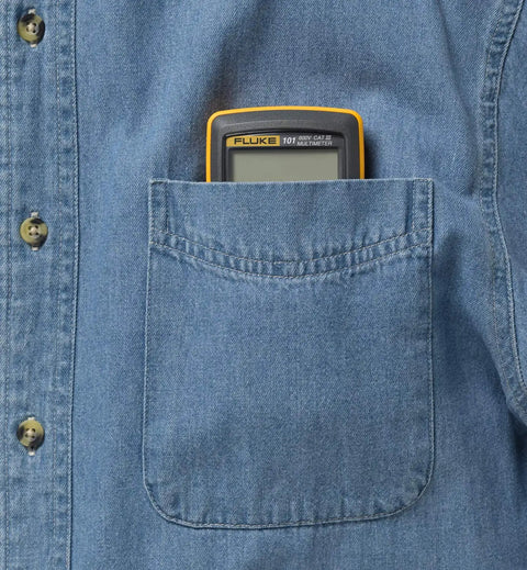 Compact Digital Multimeter with 0.5 Percent DC Accuracy, CAT III 600 V Safety, in shirt pocket for one hand use